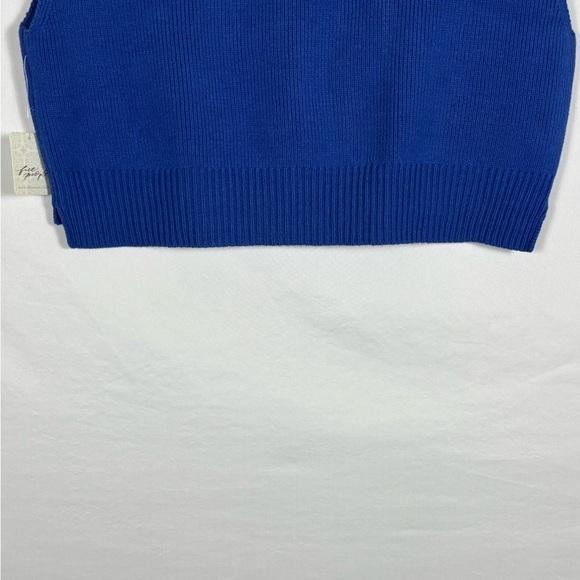 NWT Free People Blue Easy street Cropped Sweater Vest- XS - Picture 8 of 10